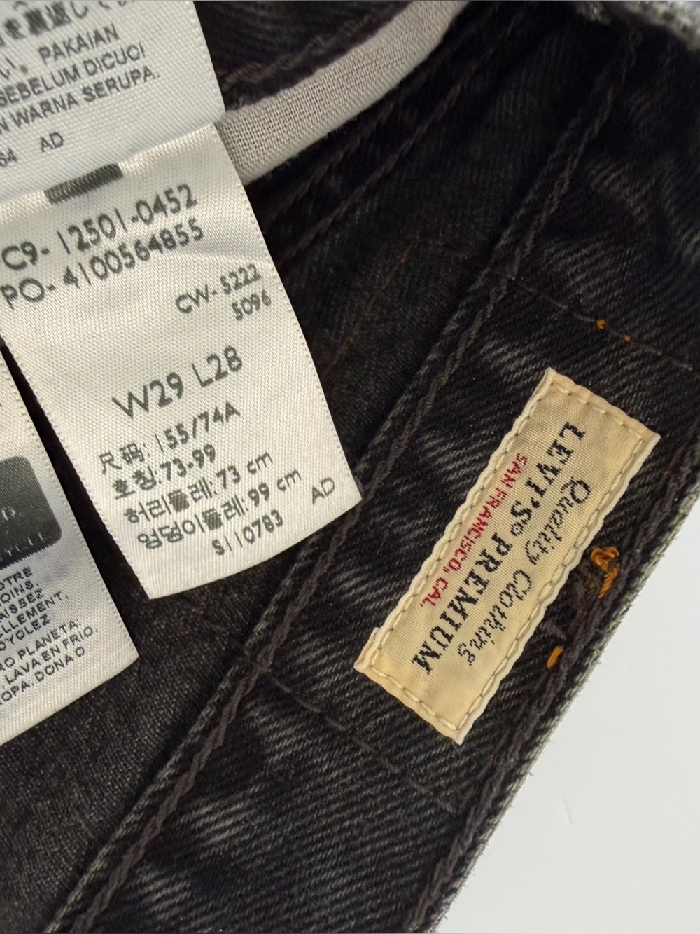 Levi’s Premium 501 Original Fit Women 29 Take A Hint Black Button Fly 27” Inseam - Picture 9 of 12